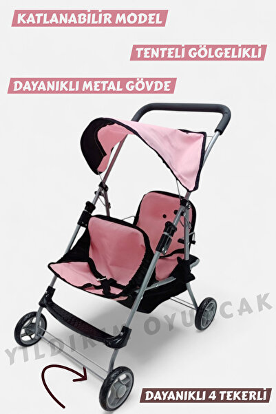 YILDIRIM OYUNCAK Katlanabilir Metal Dayanıklı Gövde 64 cm Tenteli Gölgelikli ...