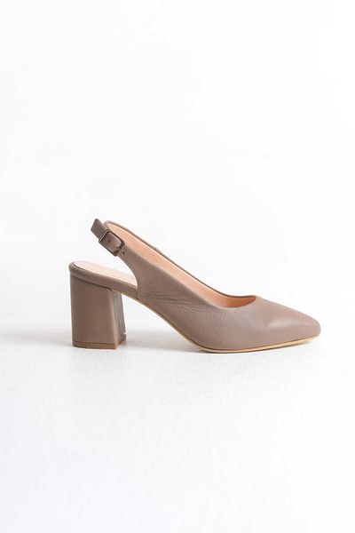ERNİLA Genuine Leather Open Back Low Heel Stiletto