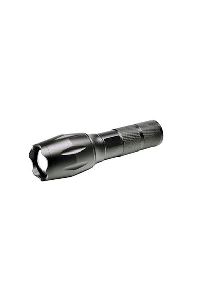 Bibilel LED zoom flashlight, 10W, 250 lm, Li-Ion 18650 battery, USB power supply, Black