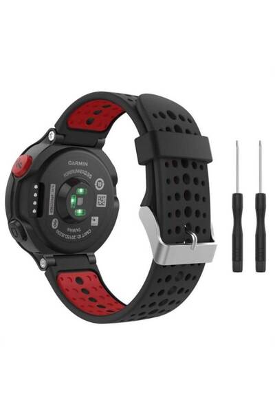 Bibilel Curea din silicon compatibilă cu Garmin Forerunner 220/230/235/630/737, roșie și neagră