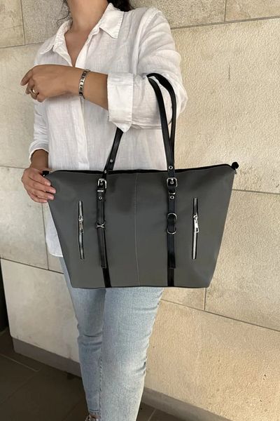 LEONAS Multi-Eye Cross Strap Waterproof Fabric Women's Hand and Shoulder Bag Lony St0007 Anthracite