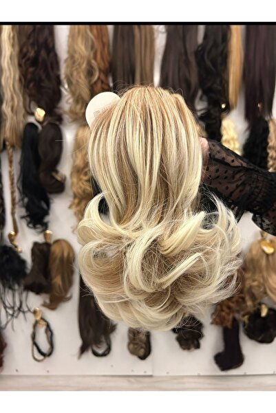 NATUREL Natürel peruk sarı röfleli at kuyruğu