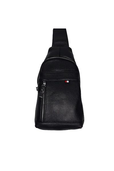 L-line fashion Men's bag, made of genuine leather, black, size 30x15x8cm