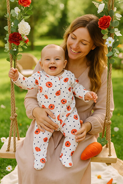 cimcim baby 2-Piece Baby Girl Jumpsuit Set with Poppy and Plaid Detail