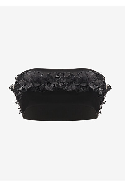 Vaura Black Ruched Detailed Bustier, Casual and Stylish