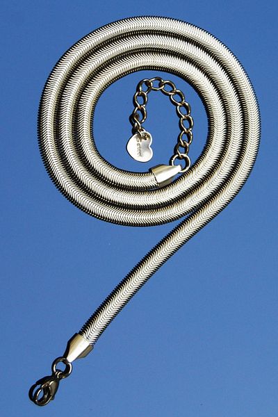 Rua Jewelry Steel Italian Flat Snake Worm Necklace 5 mm Gold Color |   Non-Blackening, Unisex, 2 Years Warranty