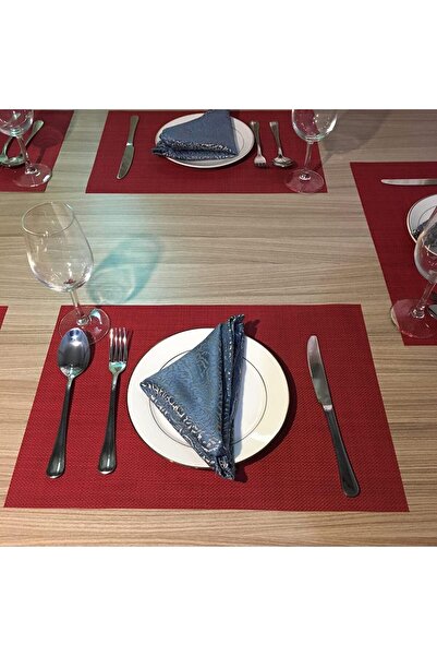 HerŞey Marketing American Placemat 4 Pieces Red Decorative Presentation Plate Mat Washable Non-Slip Fireproof 45X30