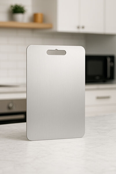 LUNOART 304 Steel Cutting Board – Antibacterial, Easy Cleaning (25X35 cm)