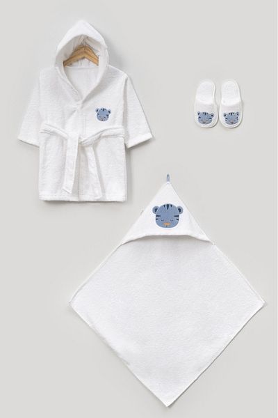 Bebitof Bebei̇tof Cute Tiger Bathrobe Set