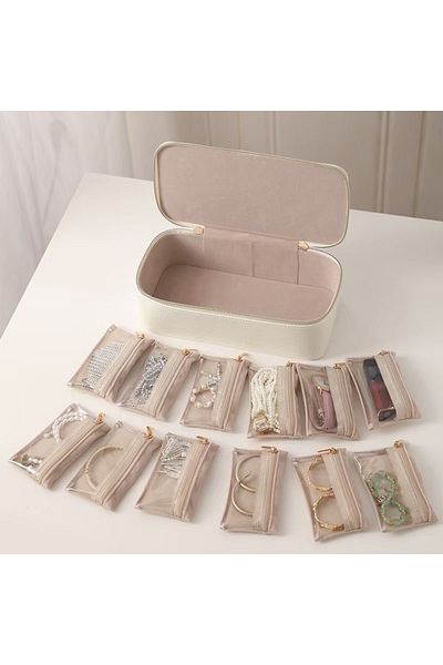 gaman Faux Leather Jewelry Bag with 12 Mini Wallets Jewelry Box High Quality Jewelry Carry Case