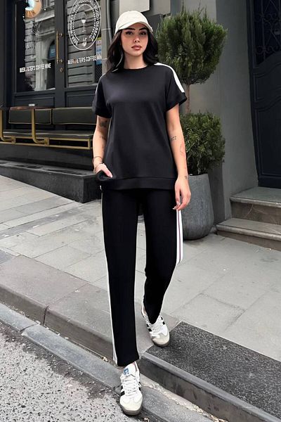 Baby xclub Modal Fabric Women's Tracksuit Set with Stripes - Comfortable and Stylish Two-Piece Set