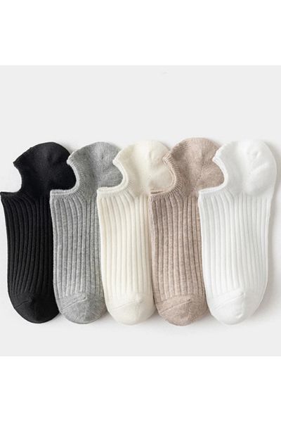 Hobins Sportswear Company 5' Pair of Women's Soft Colored Invisible Lycra and Cotton Booties, Ballerina Socks