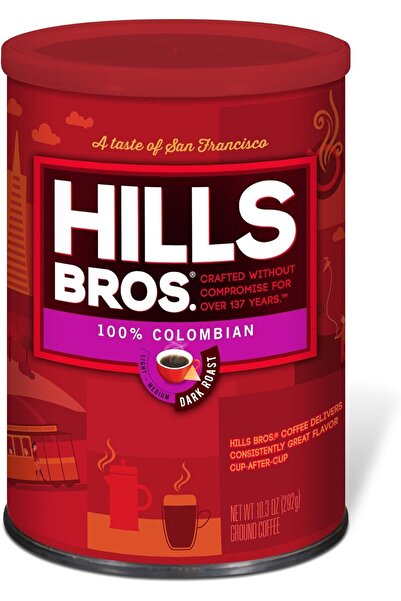 Hills Bros هيلز بروس قهوة كولومبية محمصة داكنة 100%، 292 جرام