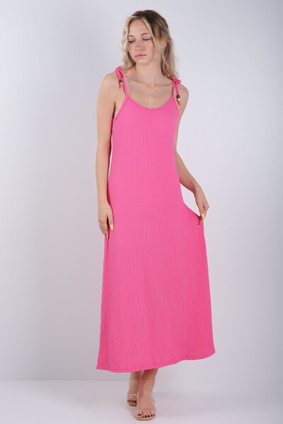 Veni Life فستان صيفي متوسط ​​الطول مزين بالخرز الخشبي