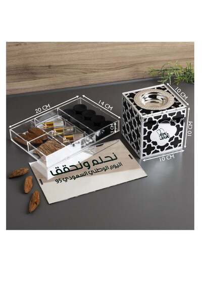 Story of candle مبخرة مع صندوق بخور مع عود و فحم ومسك فاخر بشعار اليوم الوطني...