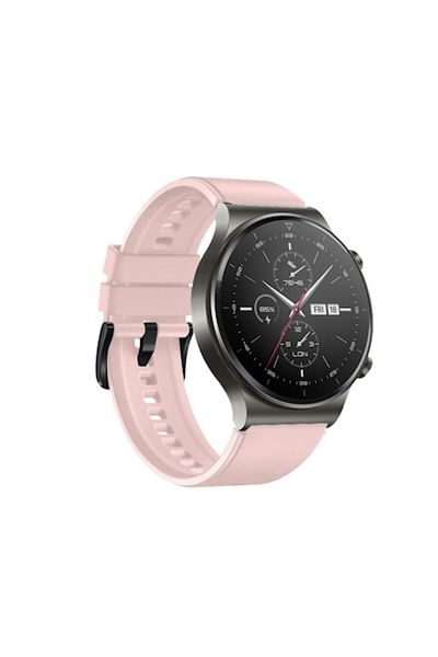 Bibilel Silicone Strap for Huawei Watch GT / GT2 / GT2 PRO, 46 mm, Flat, Pink