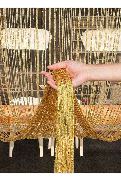 Generic 1 Pack Door String Curtain Rare Flat Silver Ribbon Thread Fringe Window Panel Room Divider Cute Str