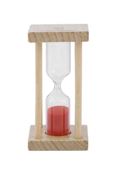 Generic Wooden Hourglass Sand Clock Timer Beige/Red 85x42x42mm