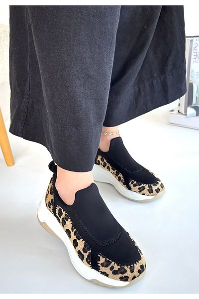 pabucmarketi Leopard Suede Stretch Women's Sports Shoes