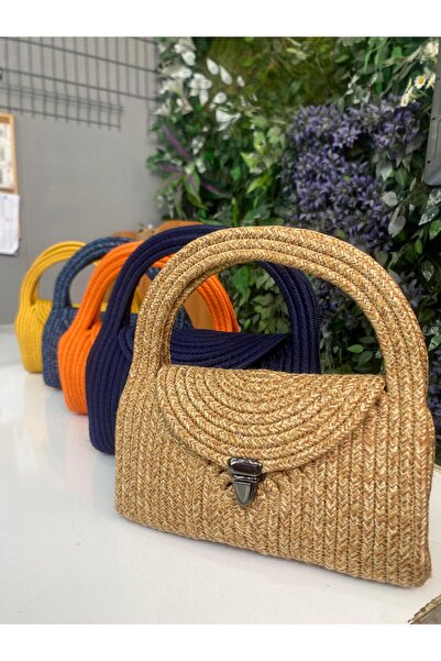 MaVaux Straw Portfolio Bag with Soft Accessories