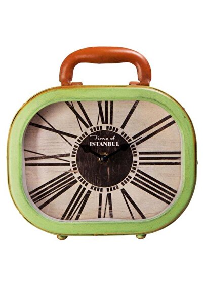 Generic Suitcase Design Decorative Desktop Clock Beige/Black/Green 20.8 x 6.8cm