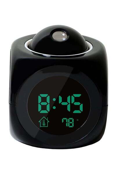 Generic ساعة منبه رقمية مع جهاز عرض أسود 3.1 × 3.7 × 3.1 بوصة