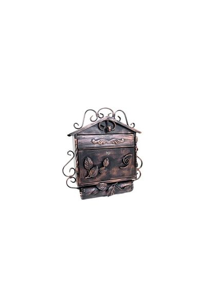 damech Postal Box with Newspaper Holder, Forged Elements, Copper