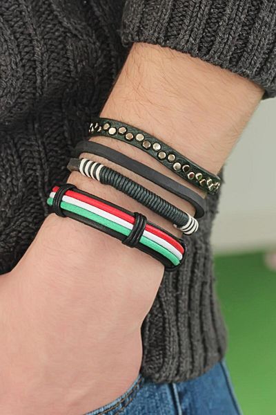 BESKAR Mixed Color Multiple Leather Men's Bracelet Combination