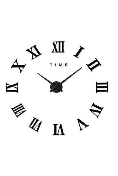 Generic 3D Mirror Effect Sticker DIY Roman Numeral Scales Wall Clock Black 35...
