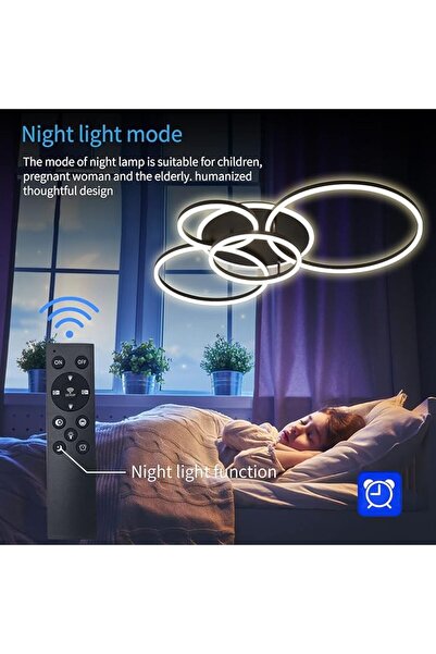 Sueva Black LED chandelier 360W, 4 circles 60+50+40+30 cm, WiFi, 3 dimmable lights