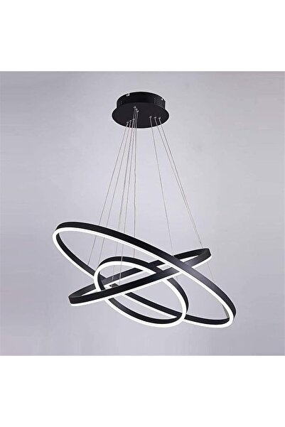 Jiju JIJU® Minimalist Black Ring LED Chandelier, 2.4G WiFi Remote Control, 3 Lights, Dimmable