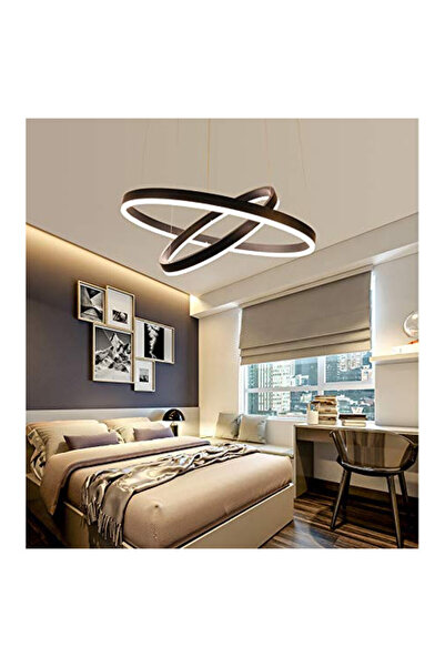 Sueva Black LED chandelier 2 circles, 2.4G WiFi remote control 3 lights dimmable