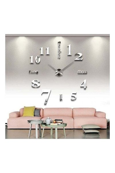 Generic Large DIY 3D Acrylic Wall Clock Silver