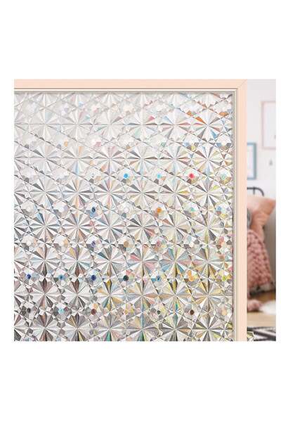 Generic SYOSI 17.7x39.5in Window Privacy Film Antique Frosted Stained Glass Window Clings, 3D Decorative Pr