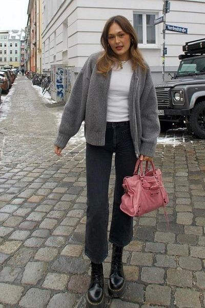 Madmext Dark Gray Zippered Long Sleeve Knitwear Cardigan Mg2061