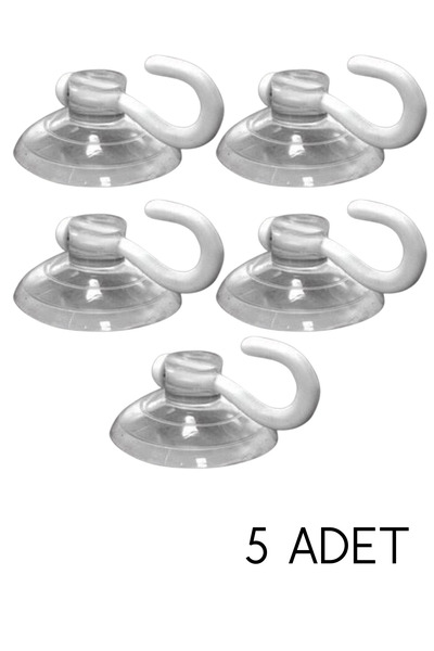 Kent Pazarı Kancalı Cam Vantuzu 5 Adet Şeffaf Vantuz Askı Öpücük Askı 3 cm