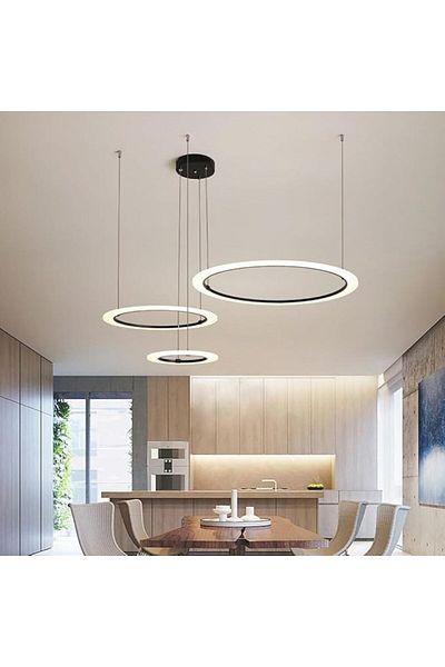 Jiju JIJU® 74W D50cm minimalist LED chandelier Ring Brown, WiFi 2.4G remote control 3 lights dimmable