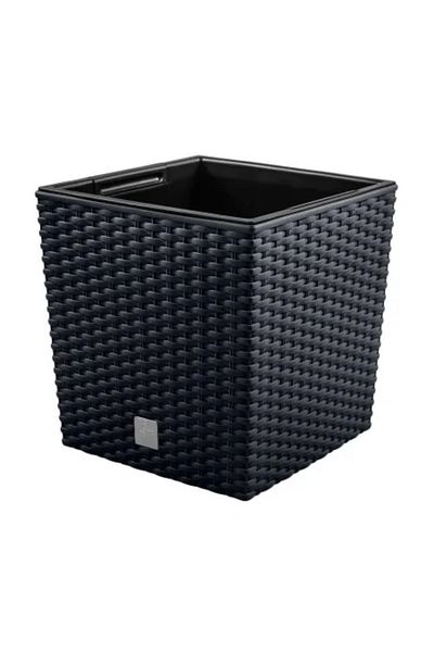 Prosperplast Flower Pot, Prosperplast, Rato Low, Square, 32 L, Rattan-Like, Anthracite, 32 x 32 x 32.5 cm