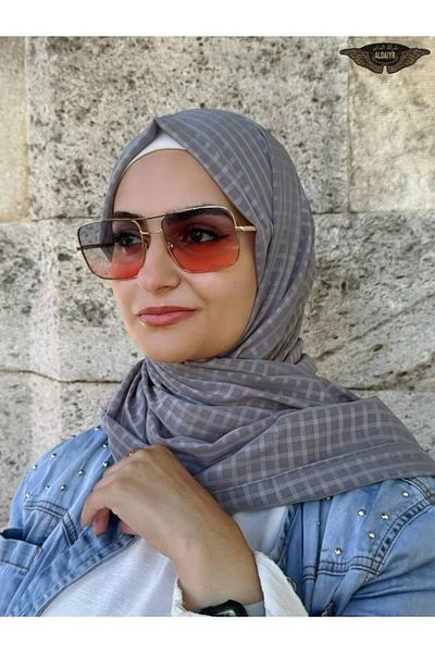 ALDAİR Check Chiffon Shawl Silver 4Y26371