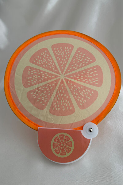 Modex Turuncu Portakal Dilimi Aparatlı Çantalı Katlanabilir Yuvarlak Tasarım Yelpaze (21*21)