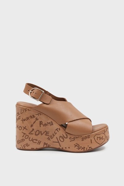 SHOEMOL SKD-055 Taba Deri Kadın Sandalet