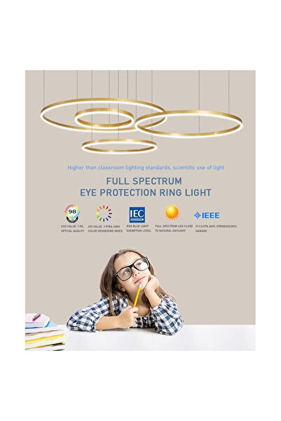 edc Lustra LED GOLD 3cercuri 80cm+60cm+40cm, telecomandă WiFi 2.4G 3 lumini dimabilă