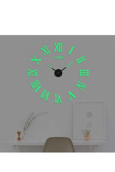 Generic 3D DIY Roman Numerals Wall Clock Light Emitting Frameless Ideal for L...