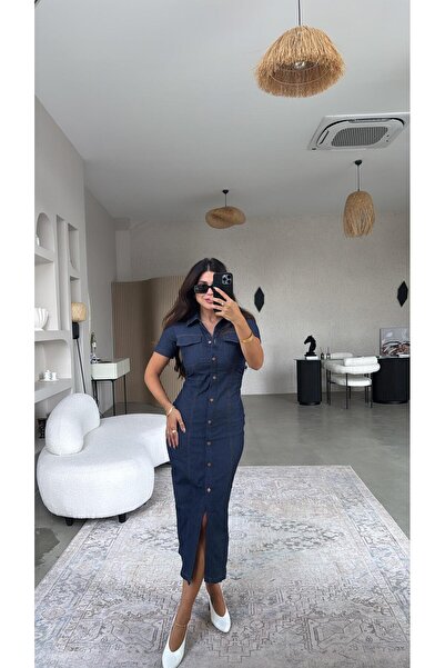 Buket Teke Rochie Jean creion cu maneca scurta