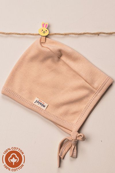 Miniel Unisex Baby Combed Organic Cotton Double Layer New Born Tie-Up Lora Baby Hat