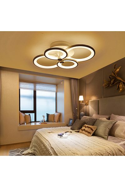 Jiju White Chandelier 4 Circles, EMG, LED with Remote Control, Warm / Cold Light, Power 110W