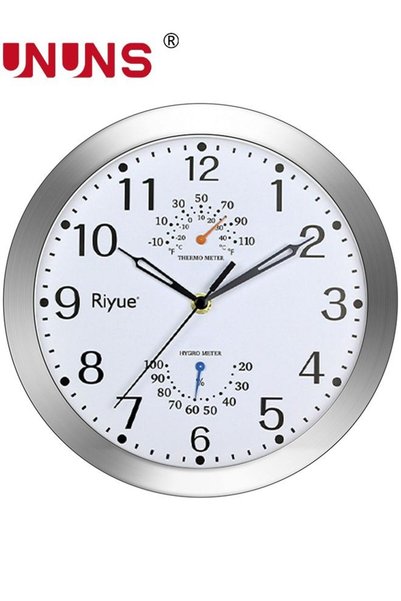 Generic 10 Inch Wall Clock with Thermometer Hygrometer,Retro Silent Non-Ticki...