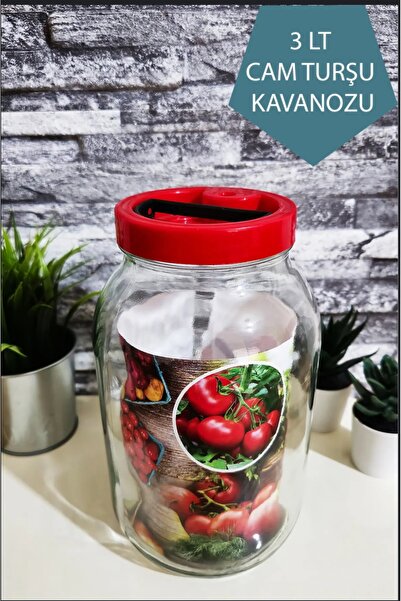 Genel Markalar Kırmızı Kapaklı 5 L Cam Kavanoz - Ev Yapımı Turşu ve Gıda Saklama