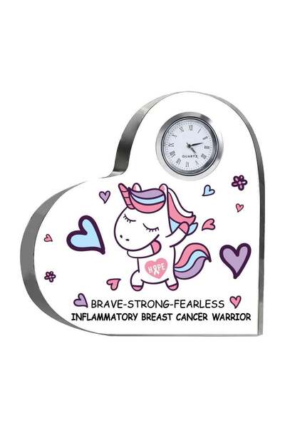 Generic PRINTSHOP4ME PinkCancer Awareness Heart-Shaped Crystal With Clock-Gifts For PinkCancer Awareness Gi