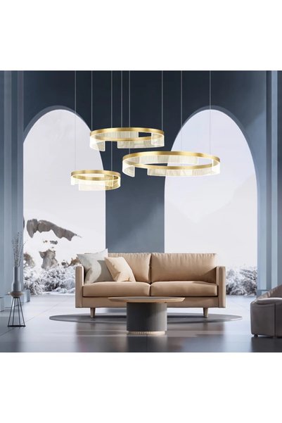 Jiju Lustra LED Minimalist Ring cu Telecomanda wifi 24G intensitate reglabila 80 x 100 x 80 cm